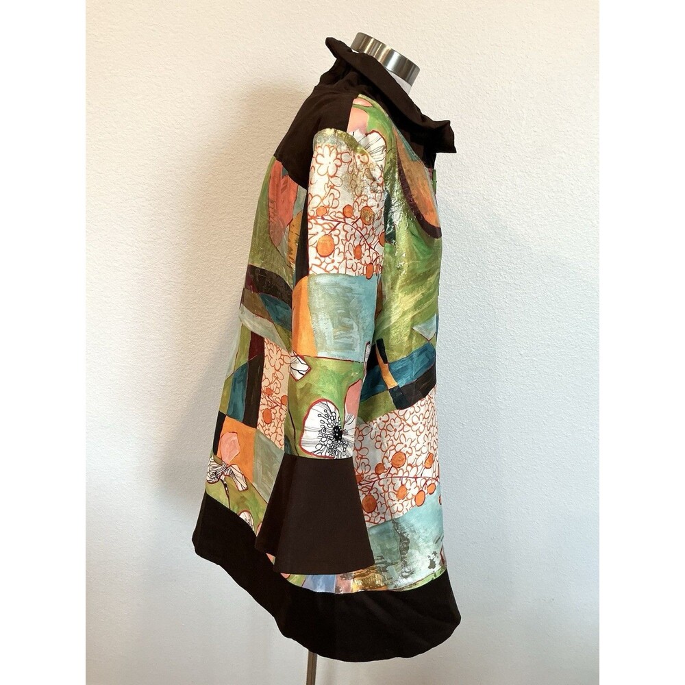 Berek Art to Wear Abstract Print Swing Jacket Metallic Accents Size Large - Picture 6 of 13